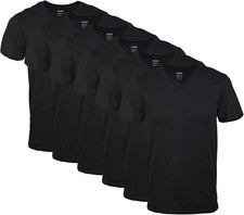 Camisetas Gildan para hombre con cuello en V, paquete múltiple, estilo G1103 negras (paquete de 6)