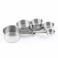 Juego de 5 vasos medidores con soporte inoxidable ayudante de cocina duradero