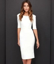 Mujeres Formal Negocios Trabajo Vestido Mangas Cortas Halter Cuello Rodilla Falda Moda