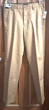 Izod American Chino Frente Plano Inglés Caqui Para Hombre 33W 32L Nuevo con Etiquetas