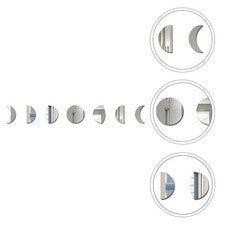 1 Juego de Adorno de Decoración de Arte de Pared Espejo Acrílico Fase Lunar para Oficina en Casa