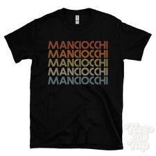 CAMISETA MANCIOCCHI ESTILO RETRO REPETIDO Hombre y Mujer Novedad Genial Nombre Regalo