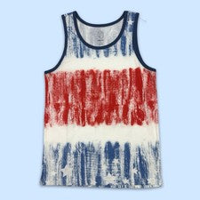 Camiseta sin mangas Patriotic Distressed American Flag HOMBRE XS roja blanca azul nueva sin etiquetas