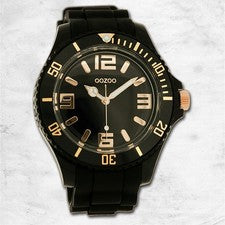 Oozoo Reloj De Pulsera Unisex Serie Vintage Analógico Silicona Negro UOC4278A