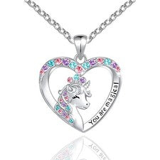 You are Magical Unicornio Collar para Niñas Cristal Amor Corazón Collares Colgantes