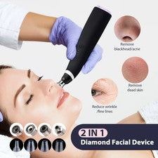 Pluma de limpieza profunda facial de mano 2 en 1 negra eliminación de cabeza desvanecimiento cicatrices flacidez