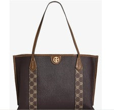 GIANI BERNINI Monograma Logo Imitación Cuero XL Mujer Bolso de Mano - Marrón Nogal