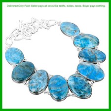 Collar de cadena de boda de piedra apatita de neón bisel chakra garganta joyería de plata 925