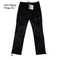 Pantalones de chándal cargo The Hideout para hombre talla M 32X30 en zig zag retazos urbanos negros