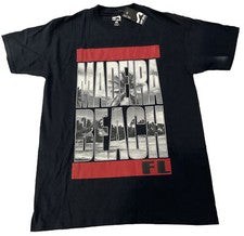 Camiseta Negra Estilo Surf Madeira Beach FL Para Hombres Mediana S/S ¡Nueva Con Etiquetas!