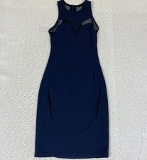 Nuevo con etiquetas Vestido Yigal Azrouel Para Mujer 8 Azul Con Malla Negra Recortes Completamente Forrado