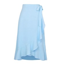 Vestido largo de cintura alta para mujer verano moda con cordones volantes color liso -