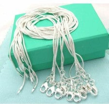 Collares de cadena de serpiente de plata de ley 925 de 10 piezas de joyería de moda de 1 mm de 16-30 pulgadas
