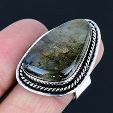 Anillo de joyería de plata esterlina 925 hecho a mano con piedras preciosas d...