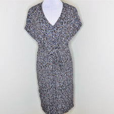 Vestido Ann Taylor Midi Pequeño Para Mujer Cuello en V Manga Dolman Jersey Corbata Frontal Punteado