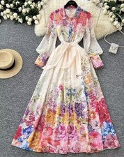 Maxi Vestido Bohemio de Gasa de Un Pecho 2023 Nuevo Moda Mujer s-xxl