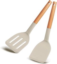 Juego de 2 espátulas giratorias de silicona para utensilios de cocina antiadherentes, 600 ° F resistente al calor Sol