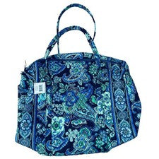 Bolso de Viaje Vera Bradley Grande Lona Azul Rapsodia Paisley Acolchado Nuevo con Etiquetas Retirado