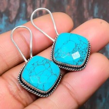 Pendiente de joyería de plata de ley 925 hecho a mano con piedras preciosas turquesa de Santa Rosa