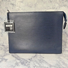 Louis Vuitton Indigo Azul Marino Epi Cuero Bolsa de Aseo 26 Unisex Bolso con Cremallera Certificado de Autenticidad
