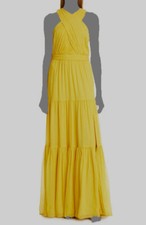 Maxi Vestido Para Mujer Verónica Barba Amarillo Florencia Sin Mangas Seda Talla 0 $698