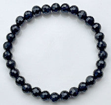 Pulsera facetada obsidiana negra pulsera elástica 6 mm piedra preciosa cristal