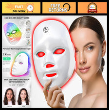 Mascarilla facial terapia de luz roja LED 7 en 1 - Cuidado de la piel, antienvejecimiento, uso doméstico