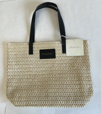 Nuevo con etiquetas Bolso de Mano Donna Karan Bolso de Paja (LSX) Cashmere Mist Beige Claro Tejido