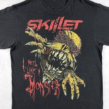 Camiseta Unisex Estilo Tendencia Vintage Sartén Monstruo Algodón Negro Todas las Tallas