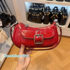 Nuevo con etiquetas Mini Bolso de Hombro Coach Ashton CDB19 Plateado/Cardin Oscuro Cuero Arrugado Brillante