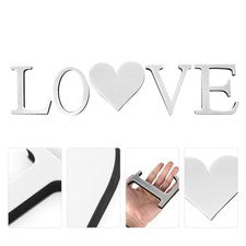 Calcomanía de pared en forma de corazón 5 piezas letras acrílico espejo decoración del hogar plateada