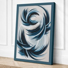 Arte de pared abstracto con forma verde azulado arremolinado arte de pared decoración del hogar listo para colgar