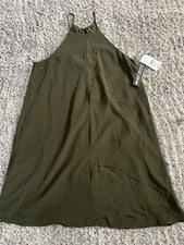 Vestido Design Lab Línea A Para Mujer Talla XS Sin Mangas Verde Oliva NUEVO