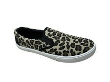 Damas Leopardo Animal Estampado Lona Sin Cordones Informales Zapatos Entrenadores Tenis Nuevos