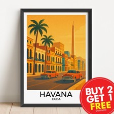 Impresión de viaje Habana Cuba, póster de viaje retro, póster Art Deco, decoración del hogar, A3,
