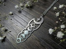 Collar Fase Lunar Plata Acero Inoxidable Precioso Joyería Celestial NUEVO