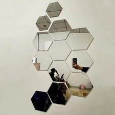 Pegatinas de pared hexagonales 3D acrílico espejo hágalo usted mismo autoadhesivas 6/12 piezas decoración del hogar