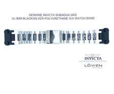 Nueva banda Invicta Subaqua 0402 poliuretano/acero inoxidable negro y plateado 34,3 mm