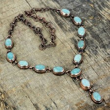 Oferta de San Valentín Cobre Amazonita Piedras Preciosas Cadena Electroformado Collar Joyería