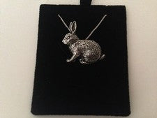 A17 Conejo en un collar de plata de ley 925 hecho a mano cadena de 16 pulgadas
