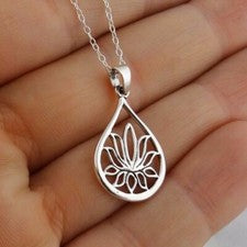 Collar Flor Loto Lágrima - Plata de Ley 925 - Yoga Iluminación Renacimiento