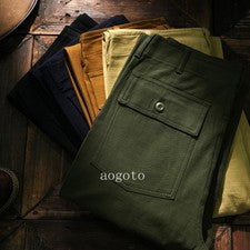Pantalones largos rectos estilo retro para hombre 100 % algodón informales pantalones cargo talla primavera
