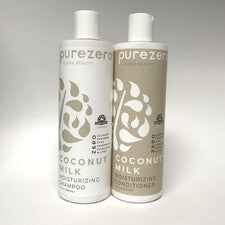 LOTE DE CHAMPÚ Y ACONDICIONADOR PUREZERO LECHE DE COCO HIDRATANTE BELLEZA LIMPIA, 12 oz