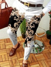 Pantalones largos informales a rayas para hombre oficina calce ajustado negocios moda pantalones ajustados