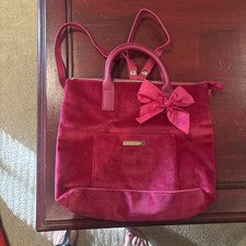 Bolso de Terciopelo Juicy Couture Rosa Caliente Y2K con Lazo, Correas y Asas para Mochila Nuevo sin Etiquetas