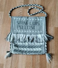 Bolso Campesino San Luis Potosí Gris Blanco Tejido Hippie Boho Toat