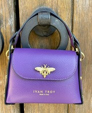 Bolso de mano para mujer de cuero italiano de diseñador - púrpura mariposa