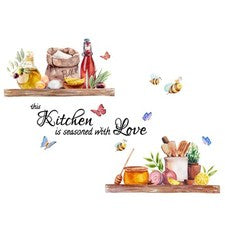 Divertida y caprichosa pegatina de pared de mariposa de abeja de cocina para decoración de habitaciones