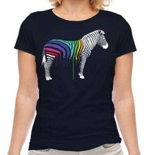 Arcoiris Pintado Cebra Moda Mujer Estampado Camiseta Grafiti Orgullo Gay Lgtb