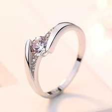 Elegante anillo anillo de compromiso plata de ley 925 circonitas mujer